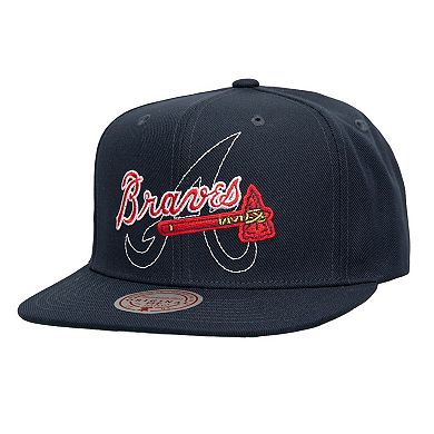 Men's Mitchell & Ness Navy Atlanta Braves Double Up Snapback Hat
