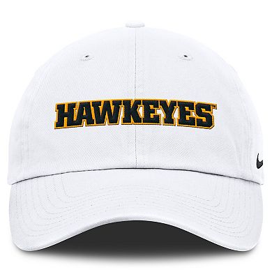 Men's Nike White Iowa Hawkeyes Core Club Mascot Wordmark Adjustable Hat