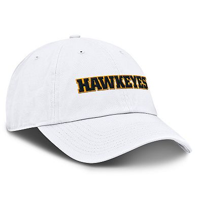 Men's Nike White Iowa Hawkeyes Core Club Mascot Wordmark Adjustable Hat