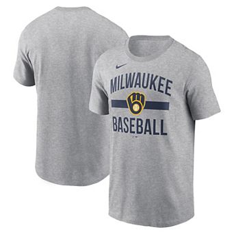 Men's Nike Heather Gray Milwaukee Brewers Arched T-Shirt
