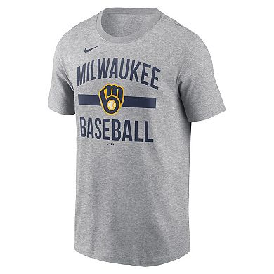 Men's Nike Heather Gray Milwaukee Brewers Arched T-Shirt