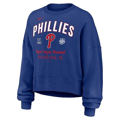 Women's Nike Royal Philadelphia Phillies Oversized High Hip Pullover Sweatshirt