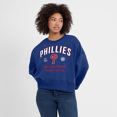 Women's Nike Royal Philadelphia Phillies Oversized High Hip Pullover Sweatshirt