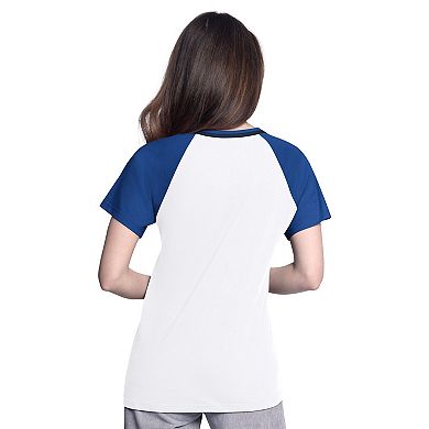 Women's G-III 4Her by Carl Banks White/Royal Toronto Blue Jays Ball Park Raglan V-Neck T-Shirt
