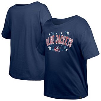 Girl's Youth New Era Navy Columbus Blue Jackets Flip Sequin T-Shirt
