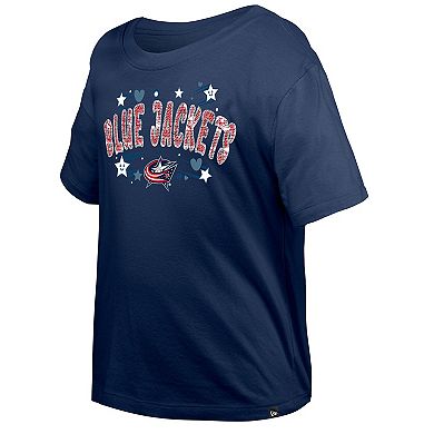 Girl's Youth New Era Navy Columbus Blue Jackets Flip Sequin T-Shirt