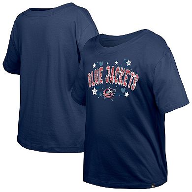 Girl's Youth New Era Navy Columbus Blue Jackets Flip Sequin T-Shirt