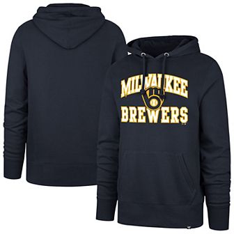 Men's '47 Navy Milwaukee Brewers Velocity Headline Pullover Hoodie