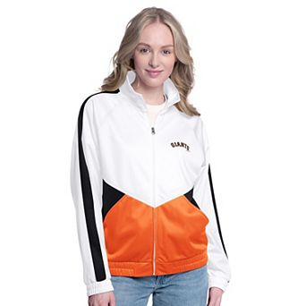 Women's G-III Sports by Carl Banks White/Black San Francisco Giants Rally Rhinestone Raglan Full-Zip Track Jacket