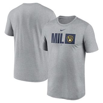 Men's Nike Heather Gray Milwaukee Brewers Tricode Legend T-Shirt