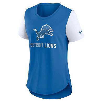 Women's Nike Blue Detroit Lions Team Nod Tri-Blend Fashion T-Shirt