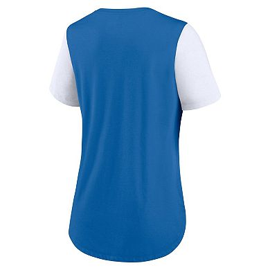 Women's Nike Blue Detroit Lions Team Nod Tri-Blend Fashion T-Shirt