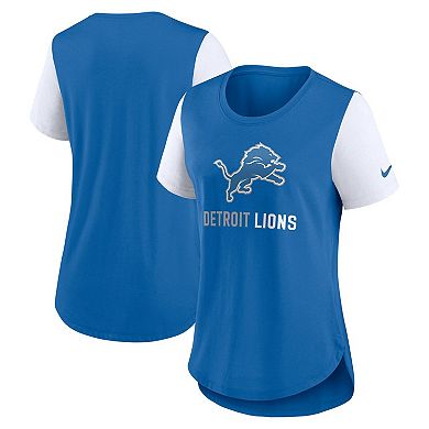Women's Nike Blue Detroit Lions Team Nod Tri-Blend Fashion T-Shirt