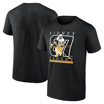 Men's Fanatics Sidney Crosby Black Pittsburgh Penguins Authentic Stack Name & Number T-Shirt