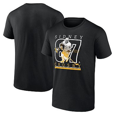 Men's Fanatics Sidney Crosby Black Pittsburgh Penguins Authentic Stack Name & Number T-Shirt