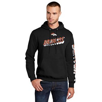 Men's Starter Black Denver Broncos Wordmark Logo Pullover Hoodie