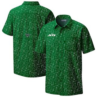 Men's Columbia PFG Green New York Jets Super Slack Tide Omni-Wick Button-Up Shirt