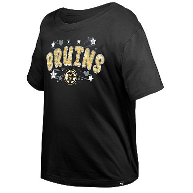 Girl's Youth New Era Black Boston Bruins Flip Sequin T-Shirt