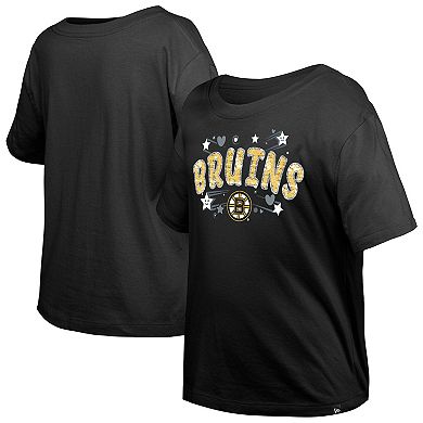Girl's Youth New Era Black Boston Bruins Flip Sequin T-Shirt