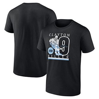 Men's Fanatics Clayton Keller Black Utah Hockey Club Authentic Stack Name & Number T-Shirt