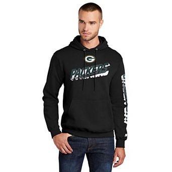 Men's Starter Black Green Bay Packers Wordmark Logo Pullover Hoodie