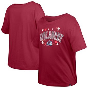 Girl's Youth New Era Dark Red Colorado Avalanche Flip Sequin T-Shirt
