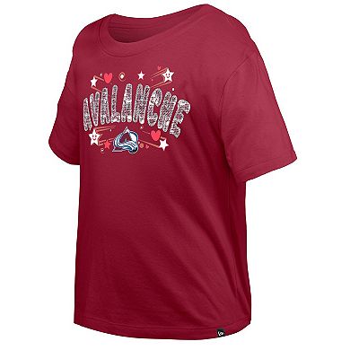 Girl's Youth New Era Dark Red Colorado Avalanche Flip Sequin T-Shirt