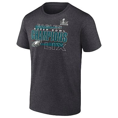 Men's Fanatics Heather Charcoal Philadelphia Eagles Super Bowl LIX Champions Roster T-Shirt