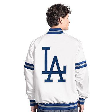 Men's Starter White Los Angeles Dodgers Cooperstown Scout Full-Snap Varsity Jacket