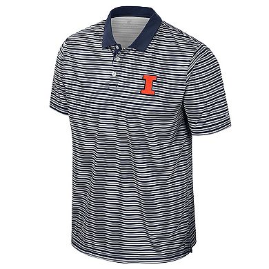 Men's Colosseum Navy Illinois Fighting Illini Striped Polo