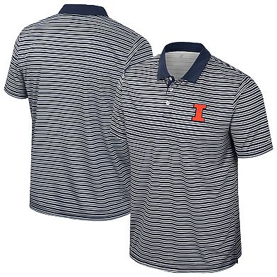 Men's Colosseum Navy Illinois Fighting Illini Striped Polo