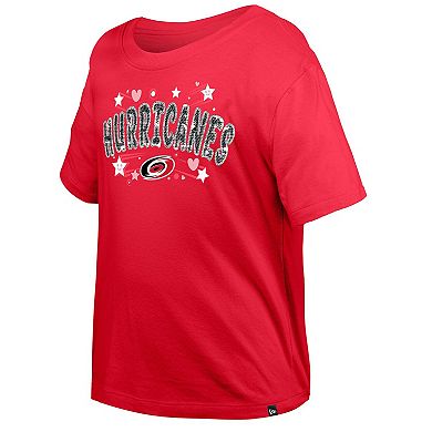 Girl's Youth New Era Red Carolina Hurricanes Flip Sequin T-Shirt