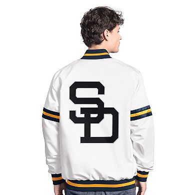 Men's Starter White San Diego Padres Cooperstown Scout Full-Snap Varsity Jacket