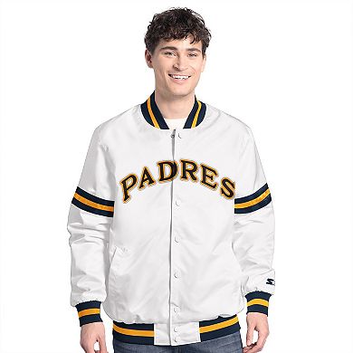 Men's Starter White San Diego Padres Cooperstown Scout Full-Snap Varsity Jacket
