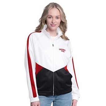 Women's G-III Sports by Carl Banks White/Red Cincinnati Reds Rally Rhinestone Raglan Full-Zip Track Jacket