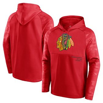Men's Fanatics Red Chicago Blackhawks Shade Defender Raglan Pullover Hoodie