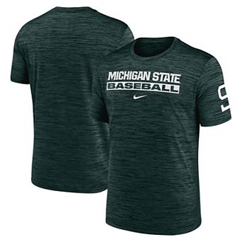 Men's Nike Green Michigan State Spartans Velocity Baseball Wordmark Stack Dri-FIT T-Shirt