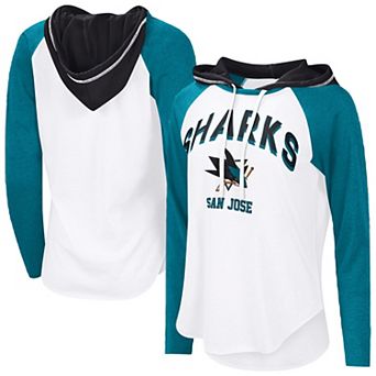 Women's G-III 4Her by Carl Banks White San Jose Sharks VIP Raglan Long Sleeve Hoodie T-Shirt
