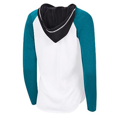 Women's G-III 4Her by Carl Banks White San Jose Sharks VIP Raglan Long Sleeve Hoodie T-Shirt