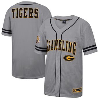 Men's Colosseum Gray Grambling Tigers Free Spirited Baseball Jersey