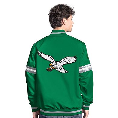 Men's�Starter Green Philadelphia Eagles Vintage Scout Full-Snap Varsity Jacket