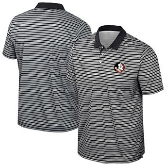 Men's Colosseum Black Florida State Seminoles Striped Polo