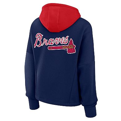 Women's Fanatics Navy Atlanta Braves Oversized Legacy Favorite Spectator Pullover Hoodie