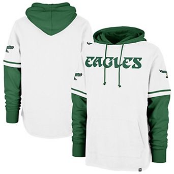 Men's '47 White Philadelphia Eagles Throwback Shortstop Pullover Hoodie
