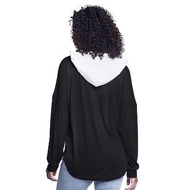 Women's G-III 4Her by Carl Banks Black Sacramento Kings Bench Player Oversized Long Sleeve Hooded Top