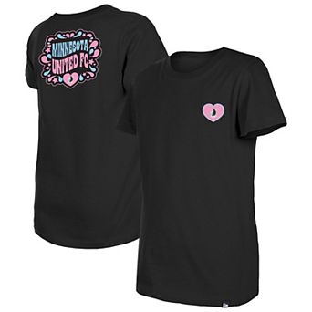 Girls Youth New Era Black Minnesota United FC Bubble Heart T-Shirt