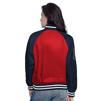 Women's Starter Red/Navy Cleveland Guardians Home Run Full-Snap Varsity Jacket
