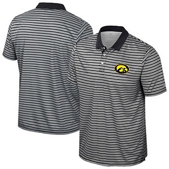 Men's Colosseum Black Iowa Hawkeyes Striped Polo