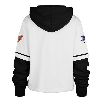 Women's '47 White Baltimore Orioles Trifecta Shortstop Cropped Pullover Hoodie