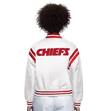 Women's Starter Cream Kansas City Chiefs Full Count Full-Snap Satin Jacket